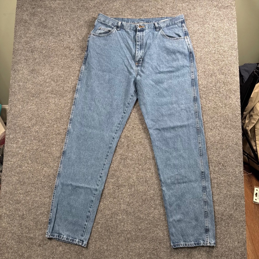Wrangler Relaxed Fit Jeans Women 38x36 Light Wash Blue Denim High Rise Workwear‎